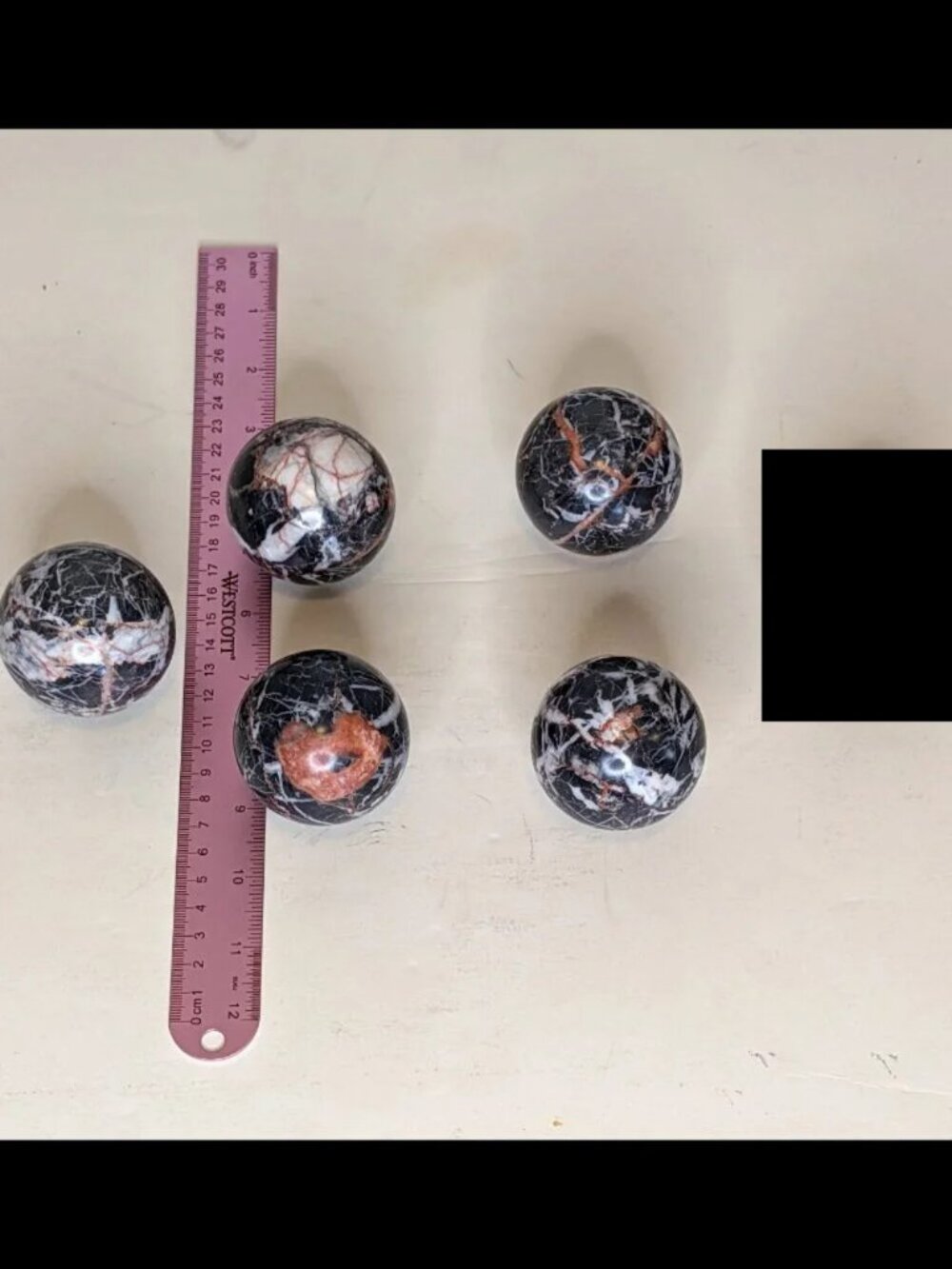 *Price for One* Red Vein Zebra Jasper Marbled Sphere ~ 2.25 Inch Diameter